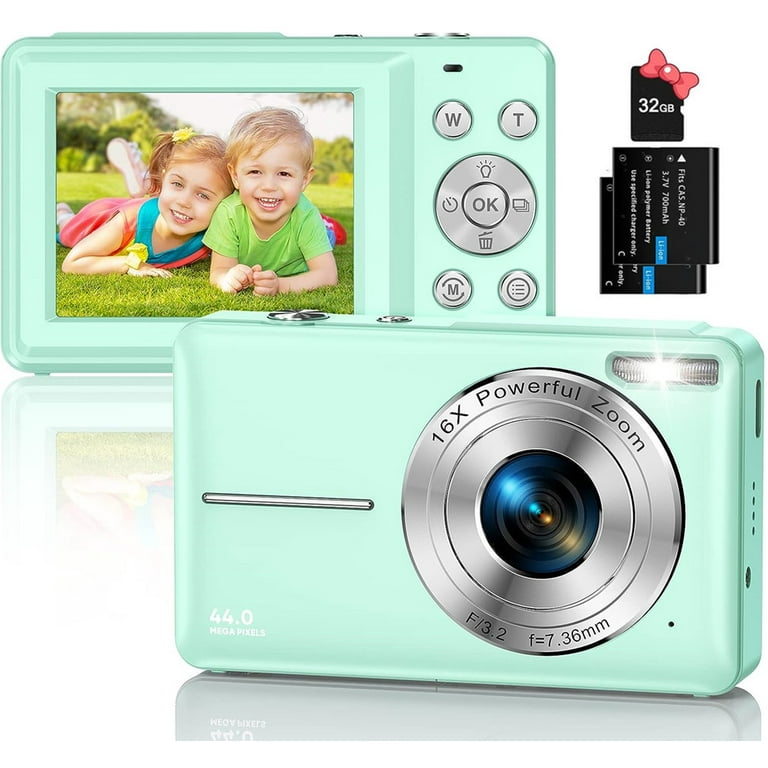 Children Camera, FHD 1080P Digital Camera for Kids Video Camera with 32GB  SD Card 16X Digital Zoom, Compact Point and Shoot Camera Portable Small  Camera for Teens Students Boys Girls Seniors(green) 