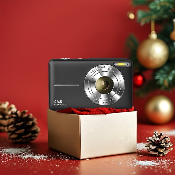 Digital Camera FHD 1080P 44MP Vlogging Camera with 16X Digital Zoom Portable Kids Digital Camera for Teens Seniors with 32GB Card-Black