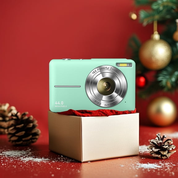 Digital Camera FHD 1080P 44MP Vlogging Camera with 16X Digital Zoom Portable Kids Digital Camera for Teens Seniors with 32GB Card-Green