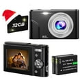 thumbnail image 1 of Digital Camera,FHD 1080P 48MP 16X Digital Zoom,Beginner's Camera,Compact Mini Camera with 2 Batteries,32GB SD Card-Black, 1 of 7