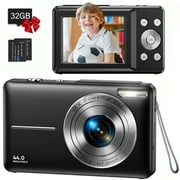 Digital Camera,FHD 1080P Digital Camera for Kids Video Camera with 32GB Card 16X Digital Zoom, Compact Point and Shoot Camera Portable Small Camera for Teens Students Boys Girls Seniors(Black)