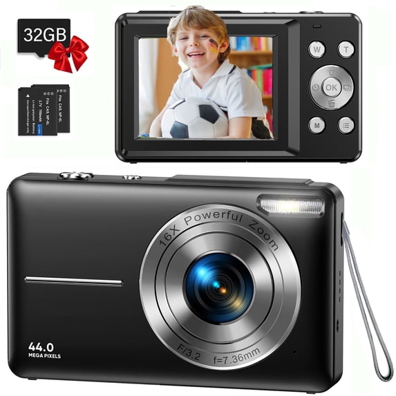ACTITOP Digital Camera FHD 1080P Camera for Kids with 32GB Card 16X Zoom Portable Small Camera for Teens Students Boys Girls Seniors