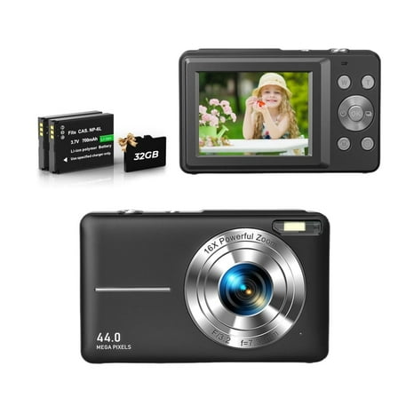 Digital Camera,FHD 1080P,Digital Point and Shoot,44MP for Vlogging with 16X Zoom,Small for Children Teens Students Seniors