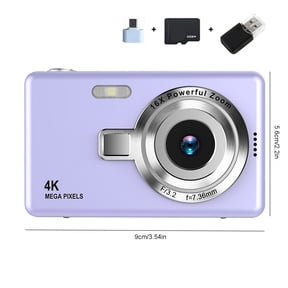 Digital Camera, Fhd 1080P Kids Camera Point And Shoot Digital Camera With 16X Anti Shake Date Stamp, 32Gb Card, Vintage Compact Small Camera For Boy Girl Teens Student Kids Purple With 32Gb Card
