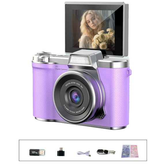 Digital Camera HD, Digital CCD Camera with High-Definition Display Screen for Flip Screen Shooting, 180 Flip 8X Zoom LCD Screen Compact Vlogging Photography Cameras for Teens Students