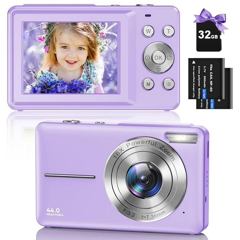 Digital Camera,Kids Camera with 32GB Card FHD 1080P 44MP Vlogging