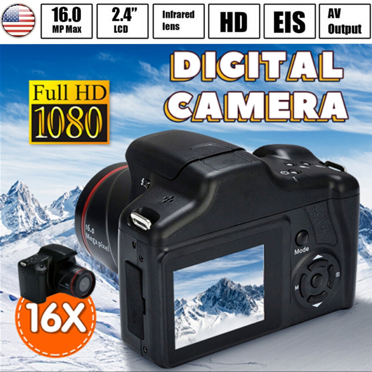 Digital Camera Manual Focus 1080P Video Camera 16X Digital Zoom Camera