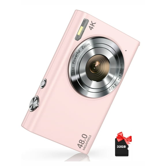 Digital Camera Melcam 4K Autofocus 48MP Kids Camera with 32 GB Card 16X Zoom Compact Portable Mini Toy Cameras Christmas Birthday Festival Gift for Kid Children Teens Girls Boys