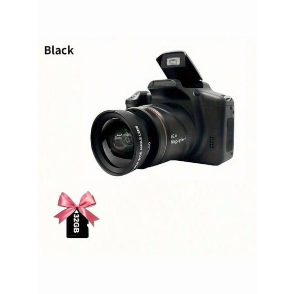 Digital Camera Photography, 2.4-Inch LCD Screen, 16x Digital Zoom 1080p Mini Camera Vlog Camera, Wide Angle Lens 4 AA Batteries Required (Not Included)