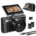 thumbnail image 1 of Saneen Digital Camera 5K 75MP WiFi Vlogging Cameras for You Tube 3''180° Flip Screen 18X Zoom with 32GB Card for Beginners Black, 1 of 9