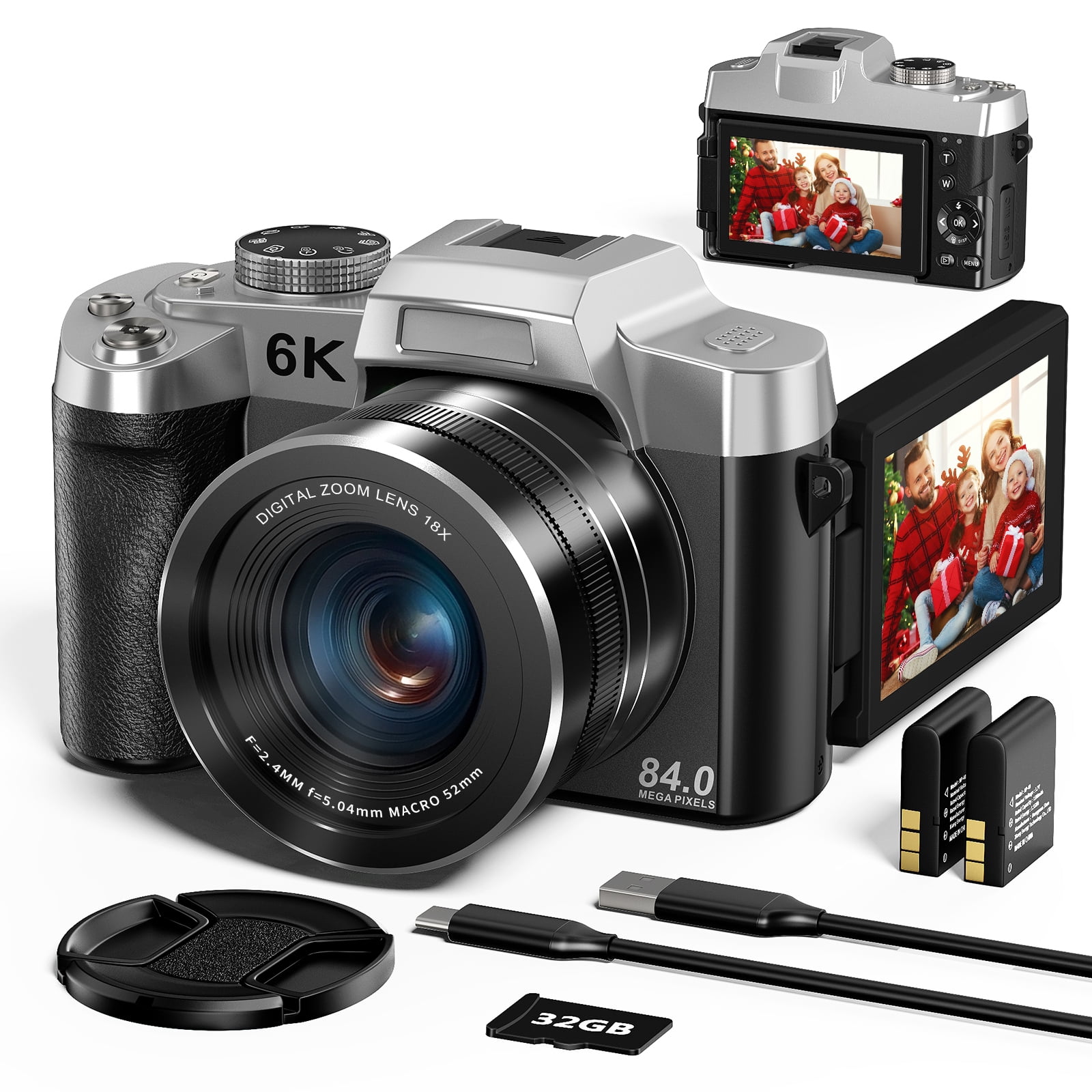 Saneen 6K Digital Camera for Photography 84MP Vlogging Camera with