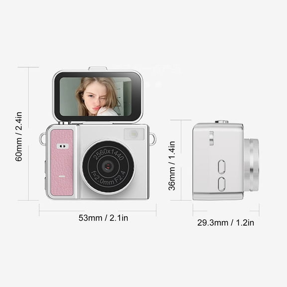Digital Camera Selfie Digital Camera with 1.47in LCD Screen 2K Flip Screen Camera for Selfies Travel Vlog