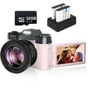 Digital Camera for Photography and Video 4K 48MP Vlogging Camera (Pink) - Perfect for Beginners