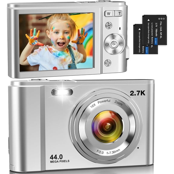 Digital Camera for with 32GB Card FHD 1080P 48MP Autofocus Point and Shoot Camera with 2 , 16X Zoom, Compact Small Portable Camera for Teens ()