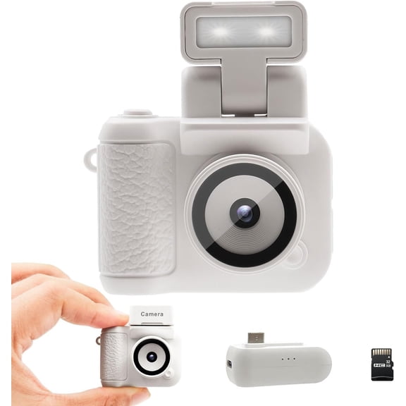 Digital Camera with 1.4 in LCD Screen 1080P 32GB Card Base Monoreflexes Shaped CMOS Compact Portable Video Recorder Easy to Operate (White)