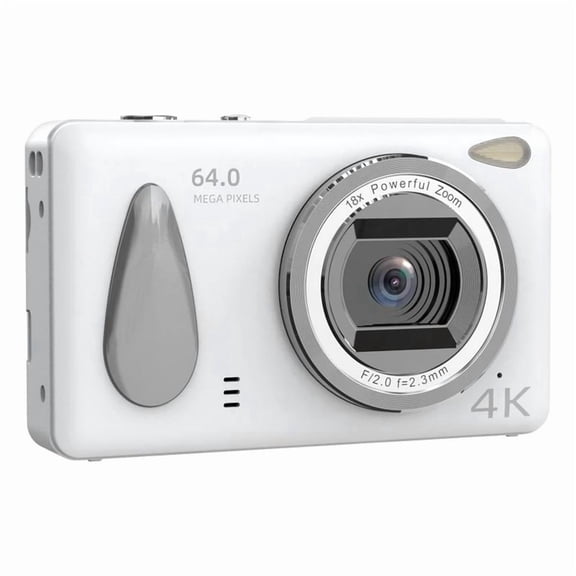 Digital Cameras HD 4K Compact Camera 2.4inch IPS Screen 18X Zoom Anti-Shake Autofocus Camcorder Cameras White