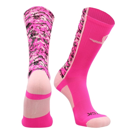 Digital Camo Aware Crew Socks (Neon Pink/Pink/Pink, X-Large)