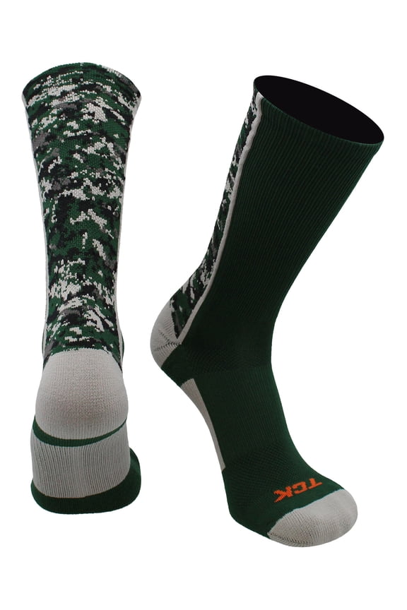 Digital Camo Crew Socks (Dark Green, Large)
