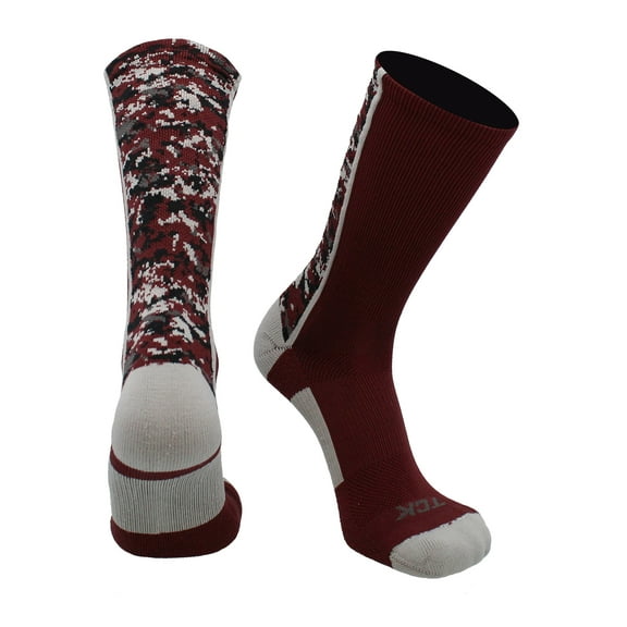 Digital Camo Crew Socks (Maroon, X-Large)