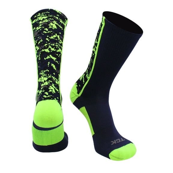 Digital Camo Crew Socks (Navy/Neon Green, Small)