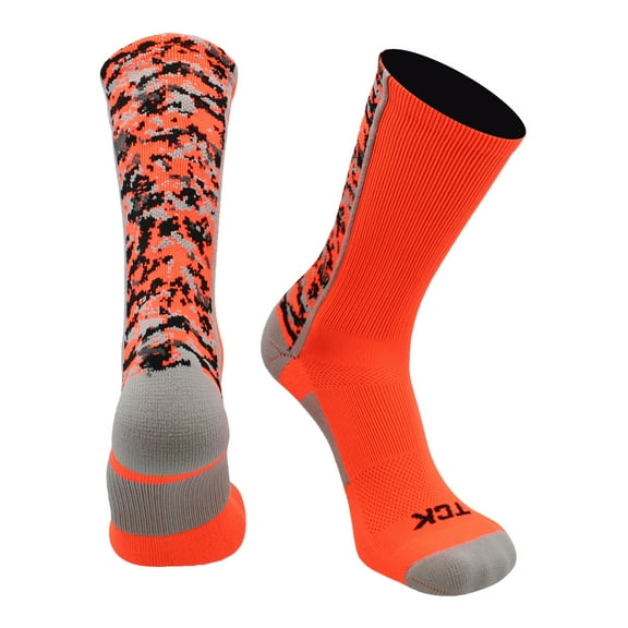 Digital Camo Crew Socks (Neon Orange, Medium)