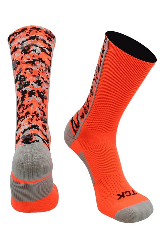 Digital Camo Crew Socks (Neon Orange, Small)
