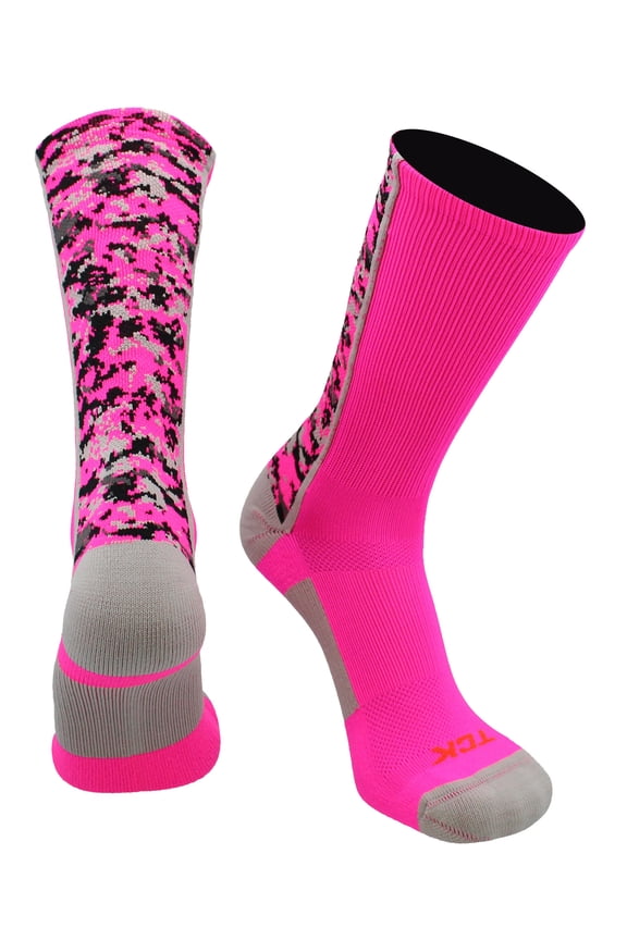 Digital Camo Crew Socks (Neon Pink, Medium)