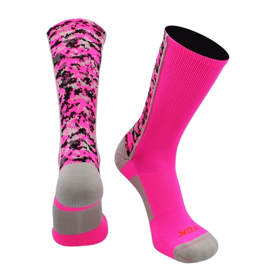 Digital Camo Crew Socks (Neon Pink, X-Large)