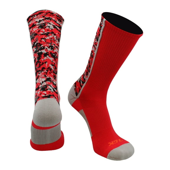 Digital Camo Crew Socks (Red, Large)