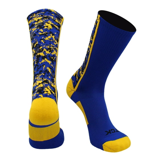 Digital Camo Crew Socks (Royal/Gold, Large)