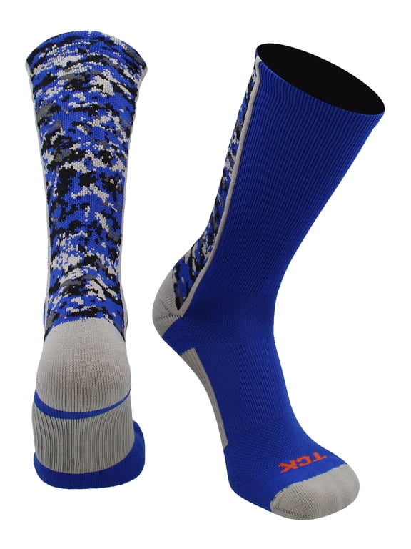 Digital Camo Crew Socks (Royal, X-Large)