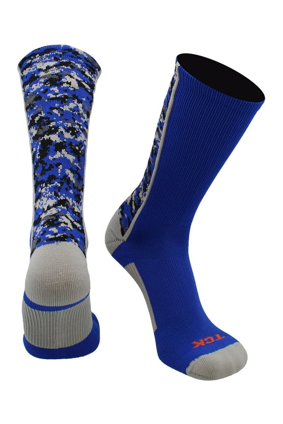 Digital Camo Crew Socks (Royal, X-Large)