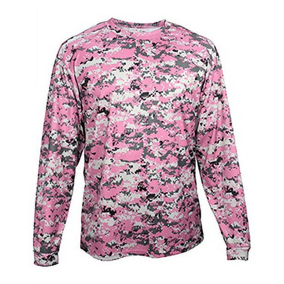 Badger Sport 4184 Adult Digital Long Sleeve Tee - Pink Digital