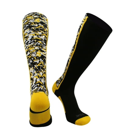 TCK Digital Camo OTC Socks for Youth & Adults - Black/Gold, Medium