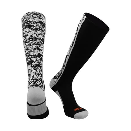 TCK Digital Camo OTC Socks for Youth & Adults - Black, Small