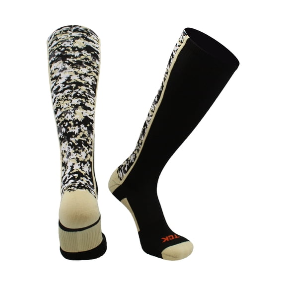 TCK Digital Camo OTC Socks for Youth & Adults - Black/Vegas Gold, Small