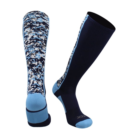 TCK Digital Camo OTC Socks for Youth & Adults - Navy/Columbia Blue, Small