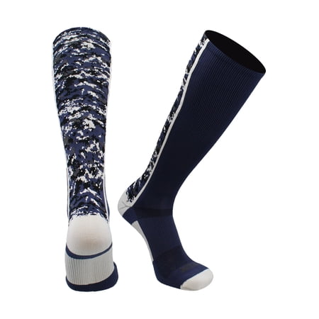 TCK Digital Camo OTC Socks for Youth & Adults - Navy/White, X-Large