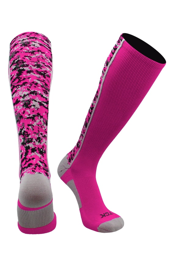 TCK Digital Camo OTC Socks for Youth & Adults - Neon Pink, Medium