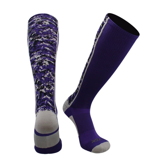 TCK Digital Camo OTC Socks for Youth & Adults - Purple, Large