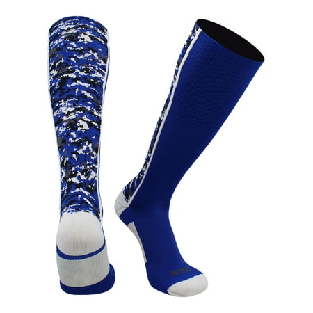 TCK Digital Camo OTC Socks for Youth & Adults - Royal/White, Large