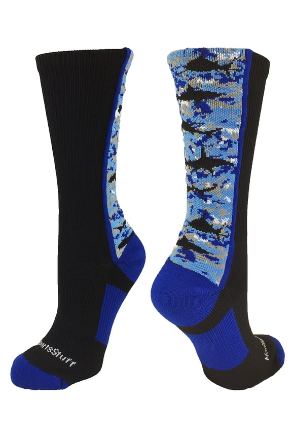 Digital Camo Shark Socks Crew  (Black/Blue/White, Medium)