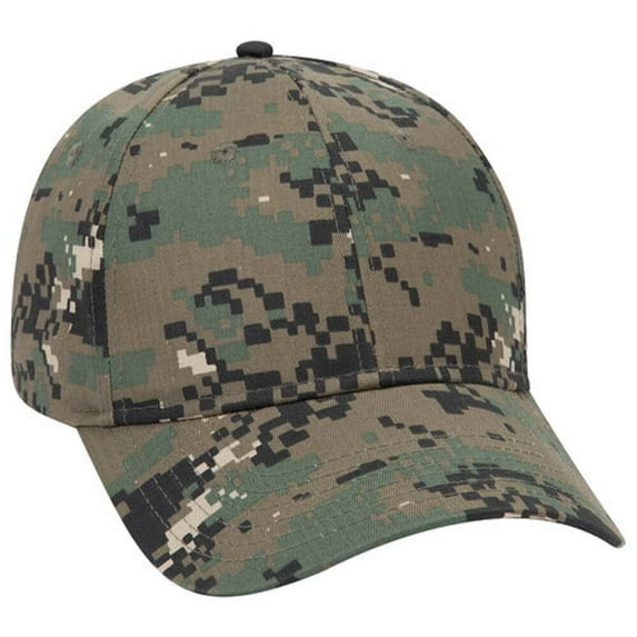 Men’s Camouflage 6 Panel Adjustable Low Profile Baseball Cap, Digital Dark Green