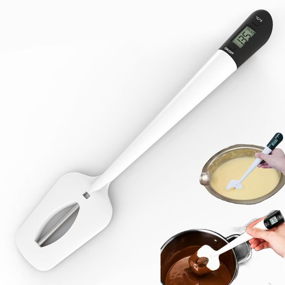 Digital Candy Thermometer, Candy Thermometer Spatula, Instant Read Kitchen Cooking & Spatula Thermometer Temperature Reader & Stirrer in One BPA Free Food Grade Material(White)