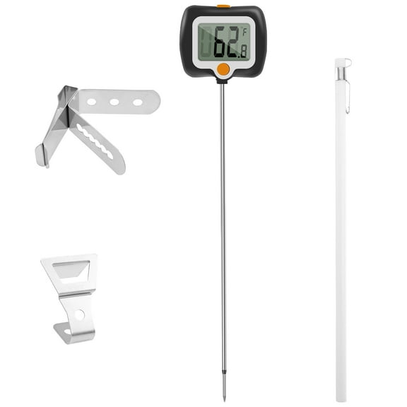 Digital Candy Thermometer with Pot Clip Instant Read Food Thermometer with Stainless Steel Probe and 180 Rotating LCD Display Practical Candy Thermometer for Sugar Maple Syrup Cheese
