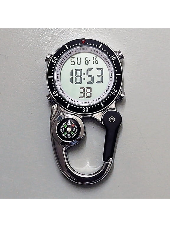 Digital Carabiner Watch, Outdoor Sports Electronic Chronograph Watch, Multifunctional Nurse Watch