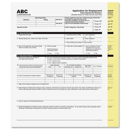 PM Laser, injt Print Carbonless Paper, White, Yellow, 2500 / Carton (Quantity)