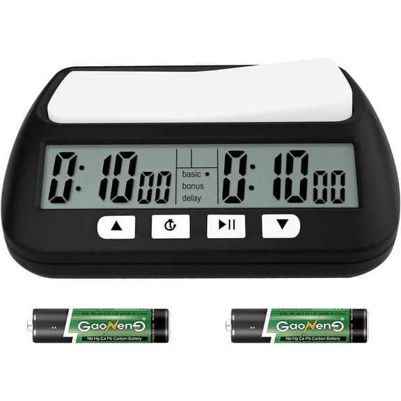 Digital Chess Clock Timer, Timer for Board Games,Professional with Bonus Delay Count Down Up Function,Batteries Included