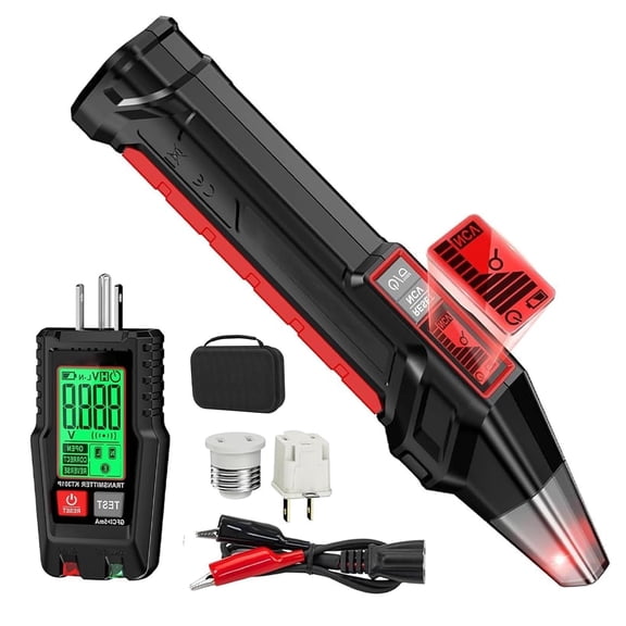 Digital Circuit Breaker Finder Tool with GFCI Outlet Tester, 3-in-1 Electrical Wire Tracer with Light Socket Adapter and Carrying Case