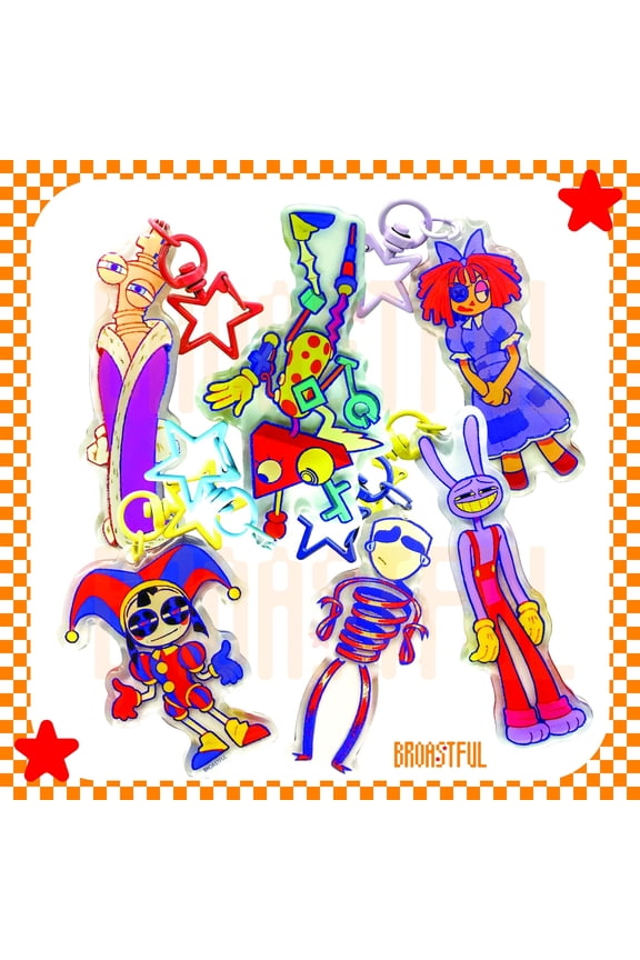 Digital Circus Fan Character Keychains - Jax, Pomni Acrylic Keychain, random 1 pack